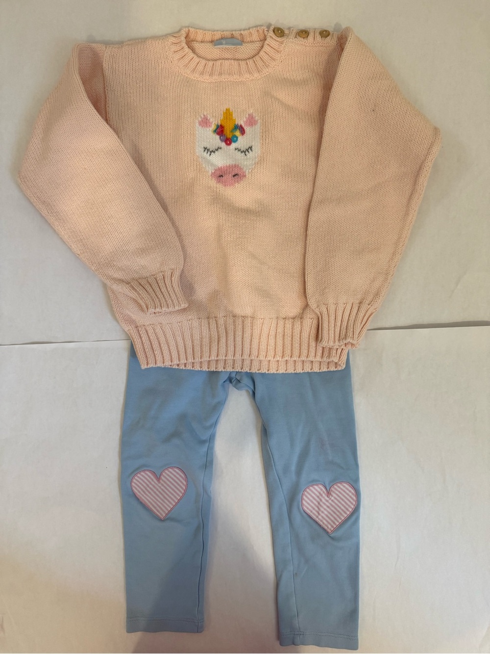 Bella Bliss Unicorn Sweater & Heart Appliqué Pants